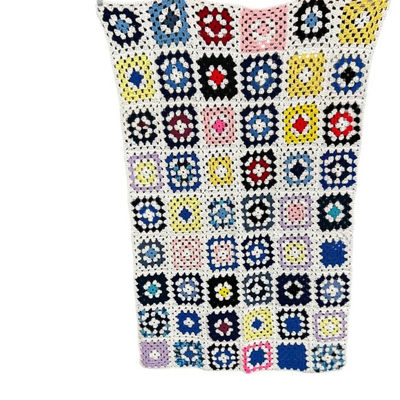 Vintage Granny Square Retro Crochet Afghan Handmade‎  Grandmacore Throw Blanket - Picture 5 of 5